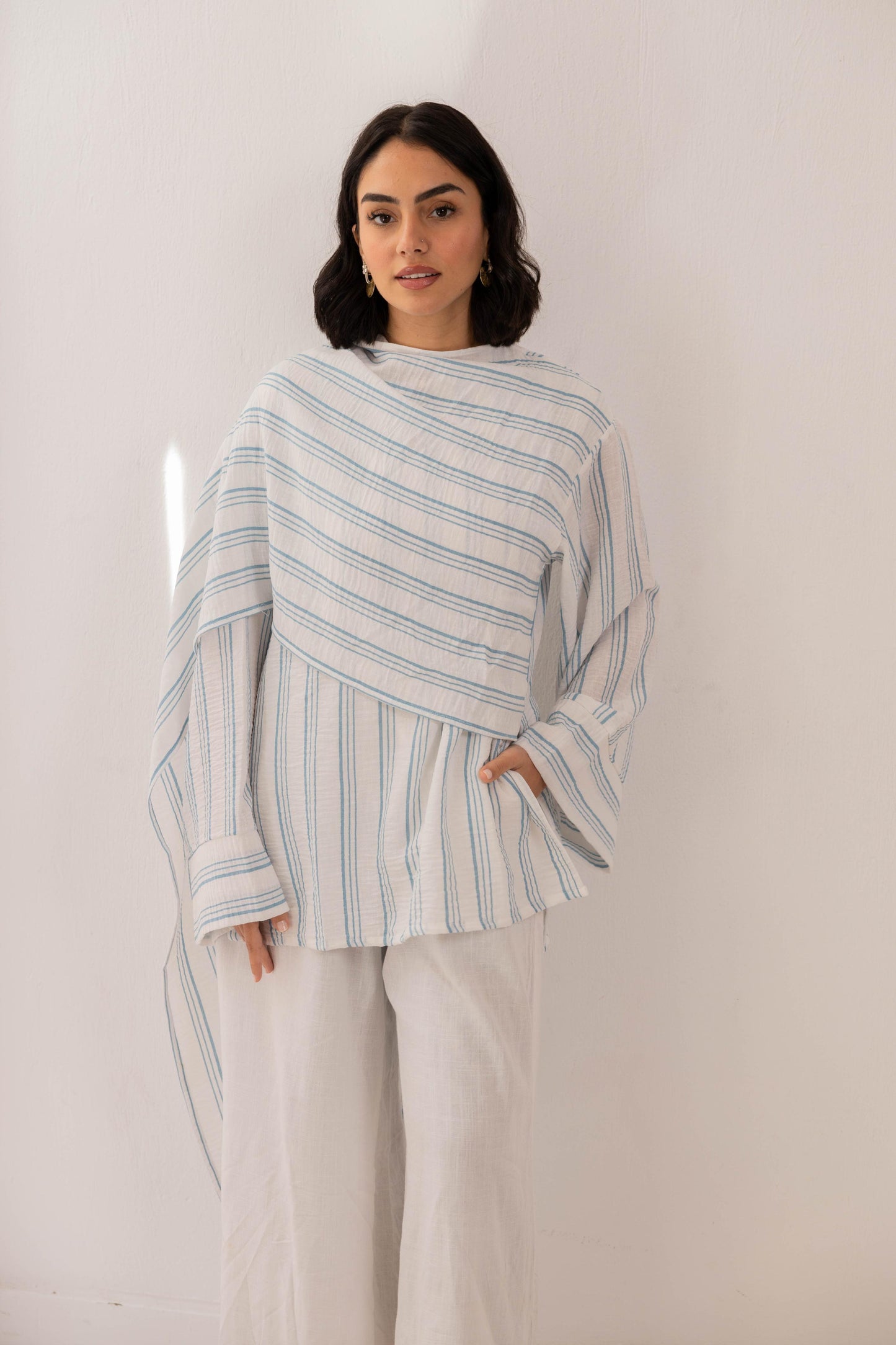 Saba “صبا “ SHWAL BLOUSE IN BLUE