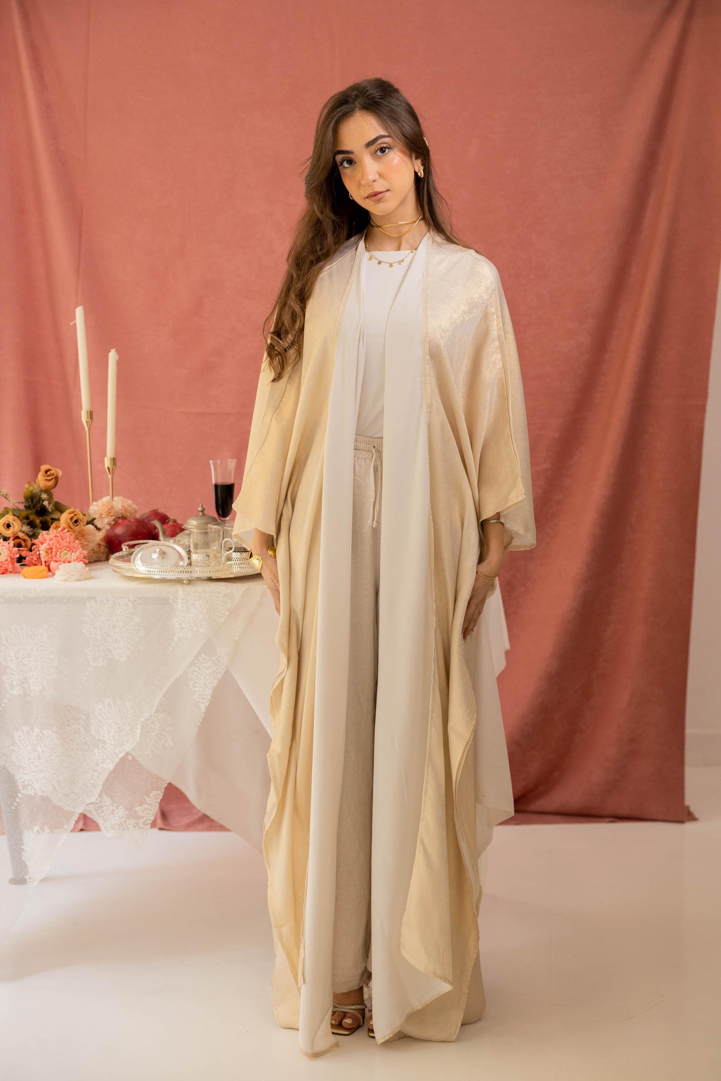 Layal “ ليال “ Shimmer Kimono in GOLD ( pre order )