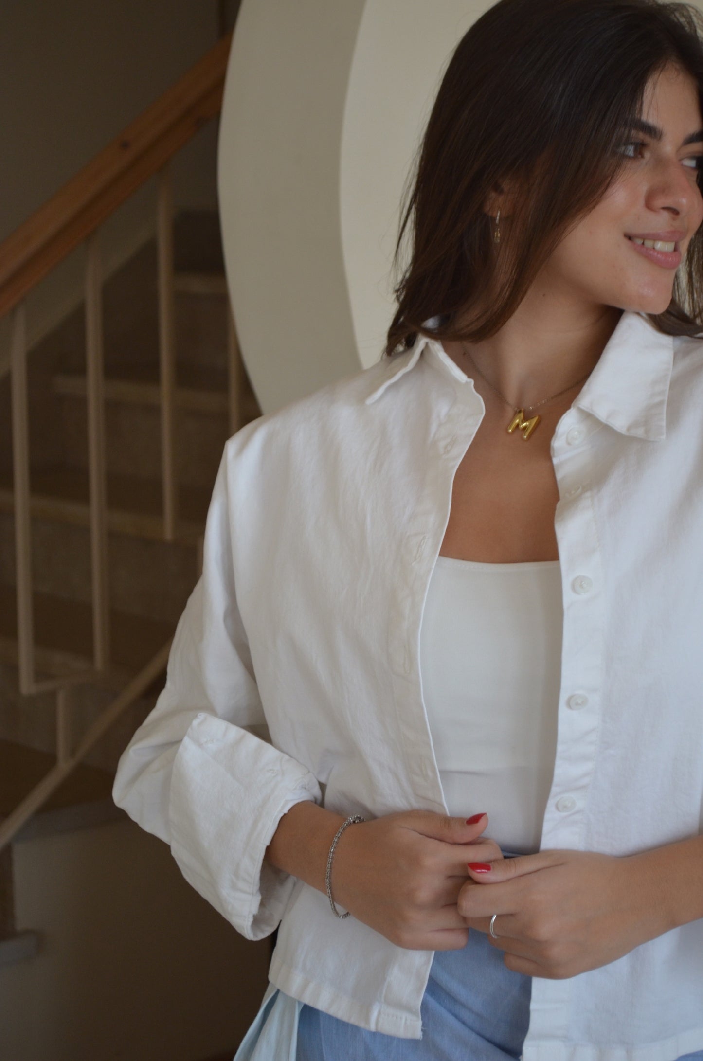 Dreamy Gabardine Cropped Shirt in WHITE