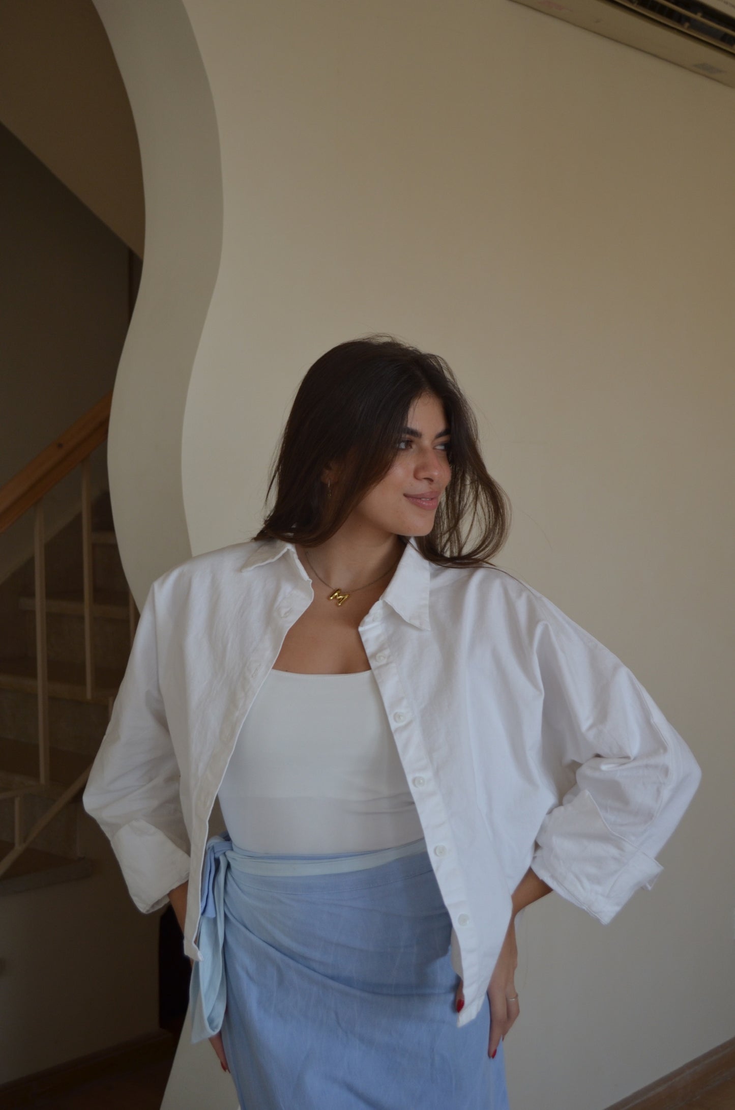 Dreamy Gabardine Cropped Shirt in WHITE