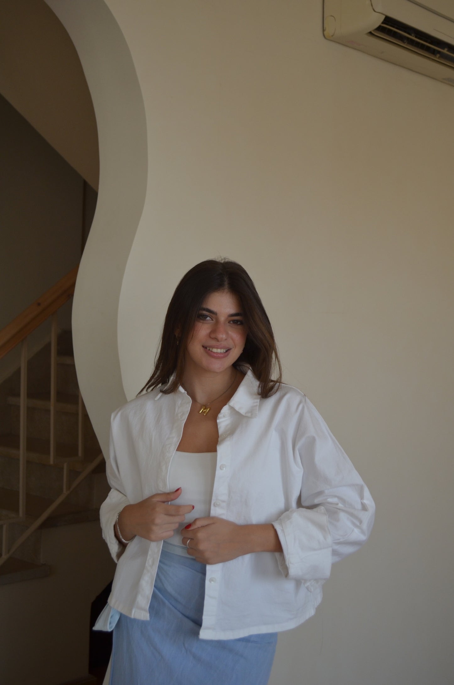 Dreamy Gabardine Cropped Shirt in WHITE